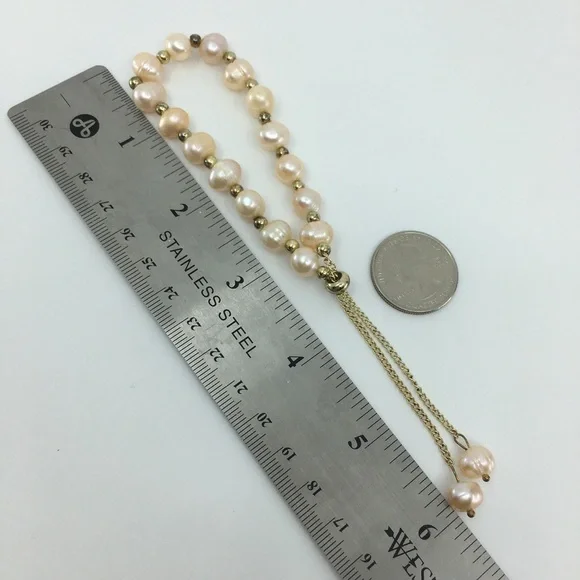 18k Gold Plated Freshwater Pearl Bracelet Anklet NEW in Original Box Adjustable - Picture 5 of 8